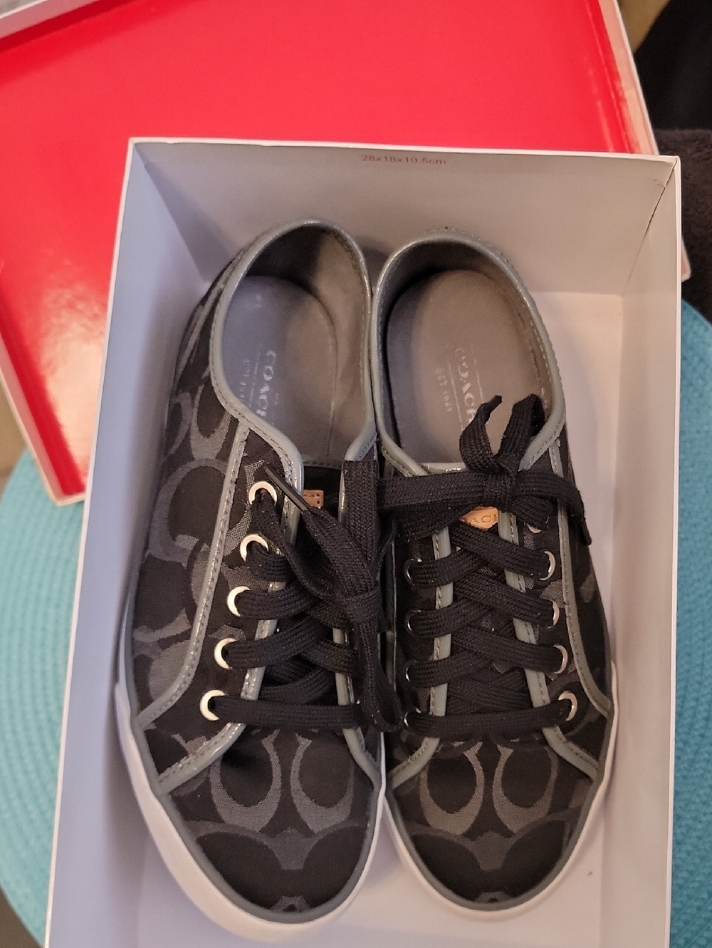 Coach Black and Gray Signature Low-Top Sneakers